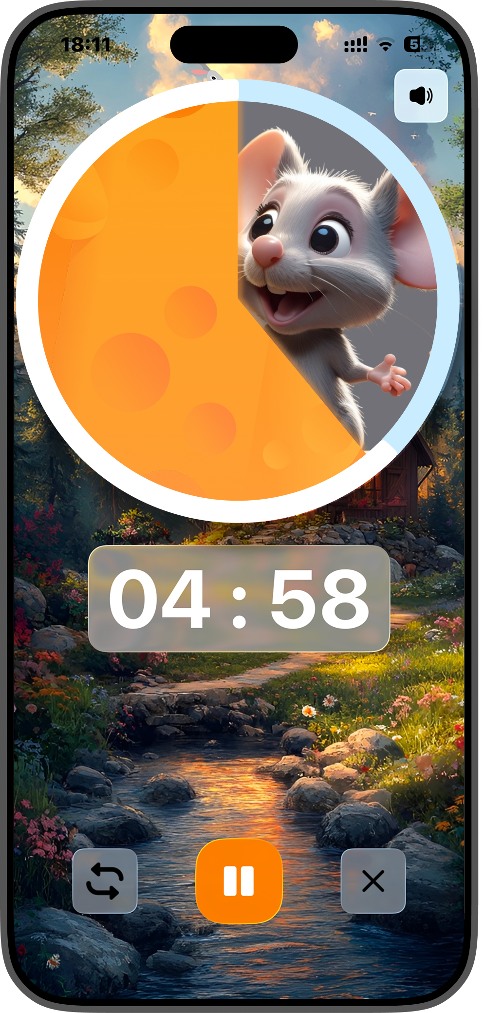 Tokimo visual timer main screen showing countdown